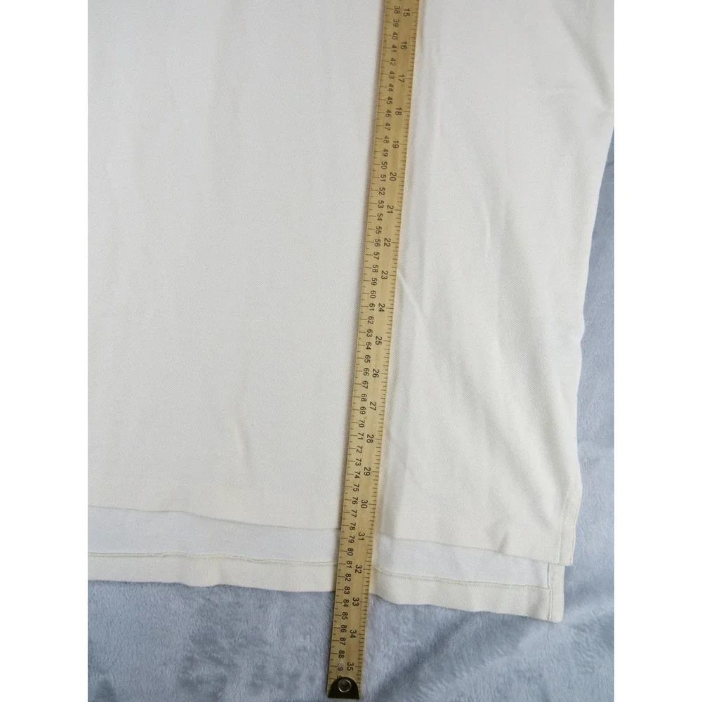Polo‎ Ralph Lauren XL Big 3 Horsemen Embroidered Polo Shirt Cream Cotton Vintage - Picture 8 of 9